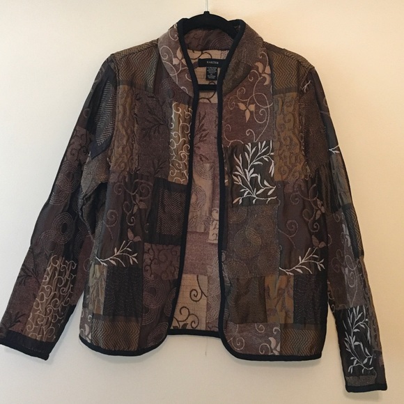 KACTUS Jackets & Blazers - VTG Textured Floral Quilted Kimono blazer, embroidered